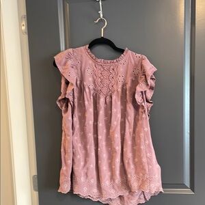 Torrid Pink Flutter Sleeve Ruffled Blouse